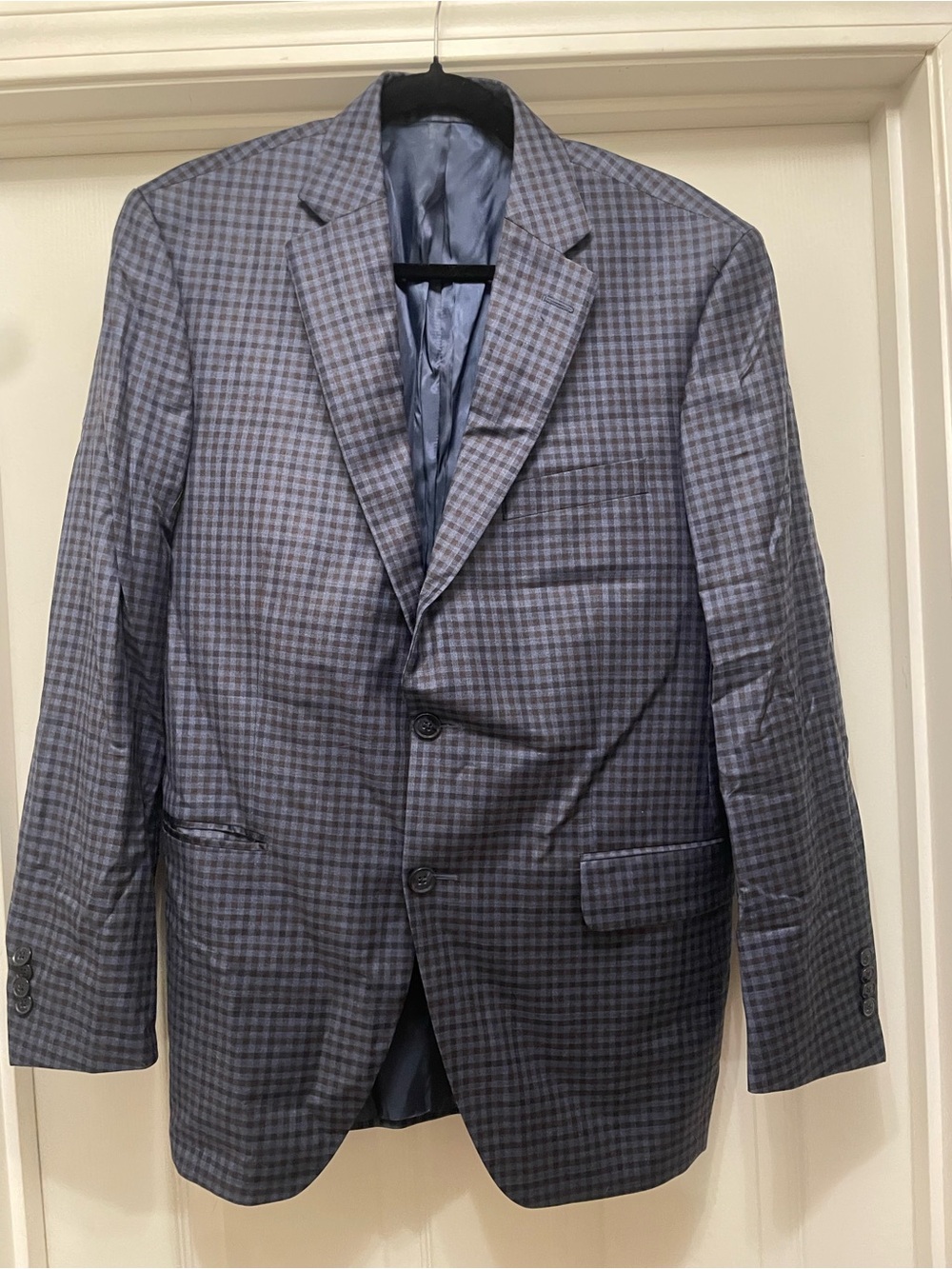 Peter Millar Blue and Gray Checked Sport Coat preppy luxury wool blazer golf